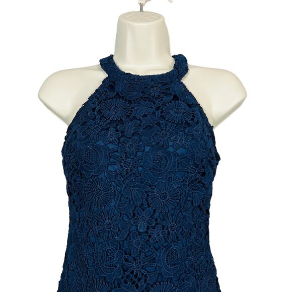 Lulus Lace Halter Bodycon Dress Mini Sleeveless Blue Prom Formal - XS - Picture 2 of 6